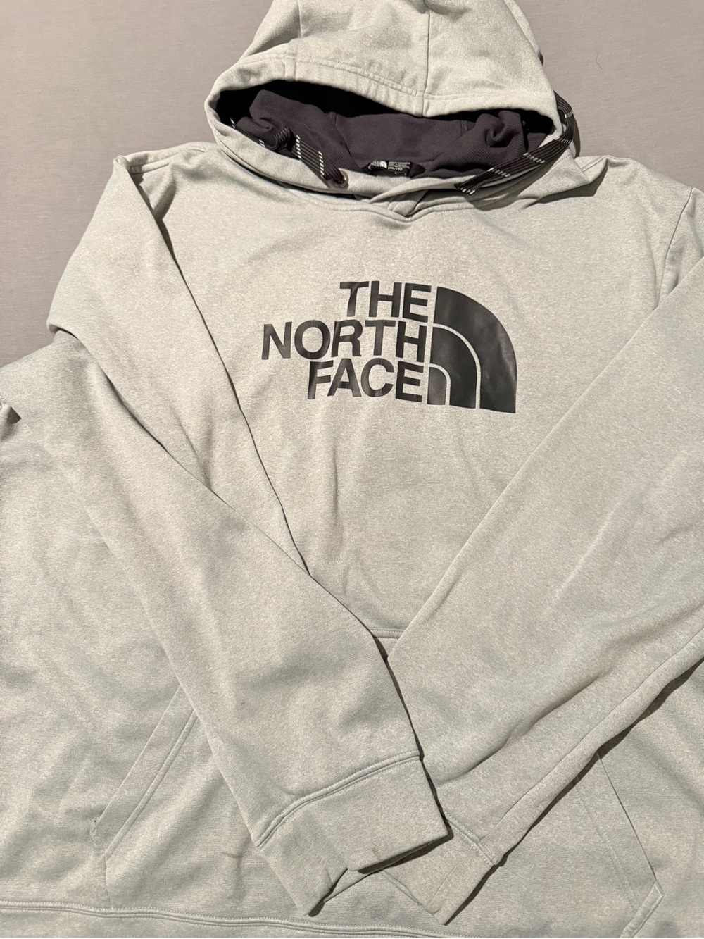 The North Face Light Gray Hoodie with Black Logo